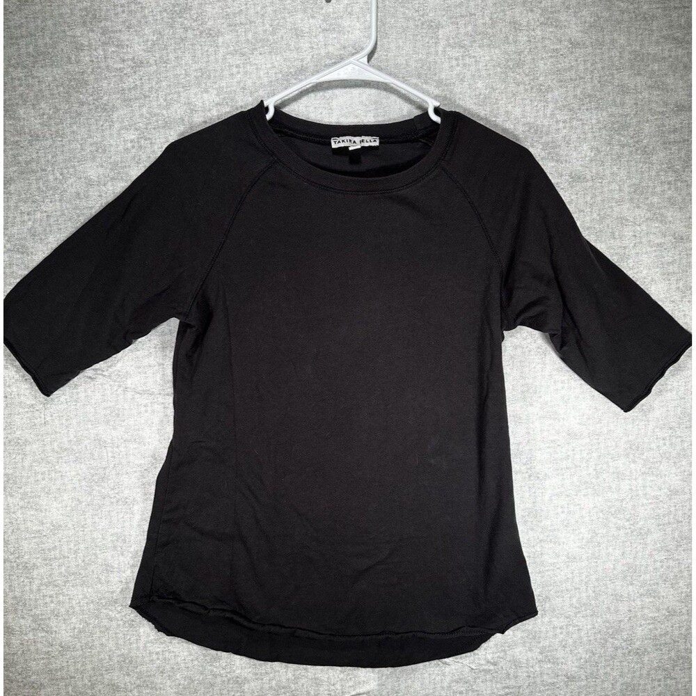 Yakira Bella Women Black Short Sleeve T-Shirt Size Medium 100% Cotton
